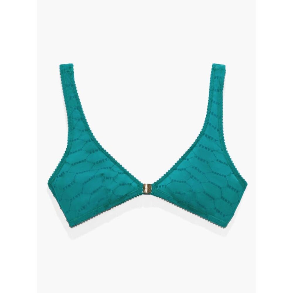 Savage X Fenty Bralette front closure no wire Women's size L blue green color
